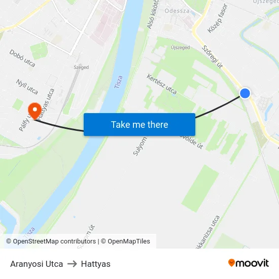 Aranyosi Utca to Hattyas map