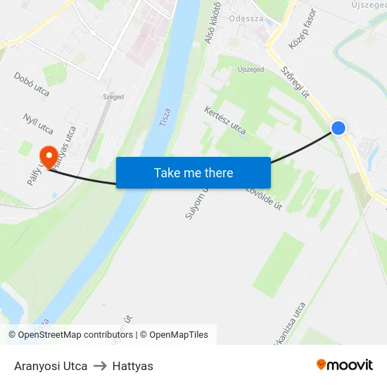 Aranyosi Utca to Hattyas map
