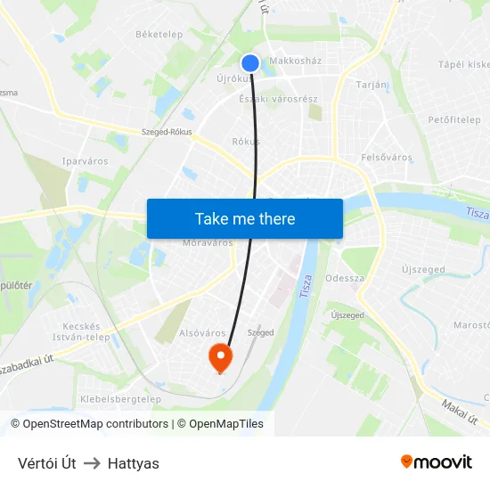 Vértói Út to Hattyas map