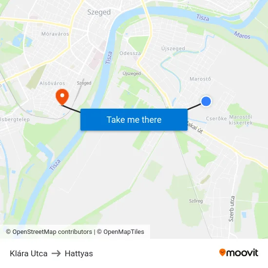 Klára Utca to Hattyas map