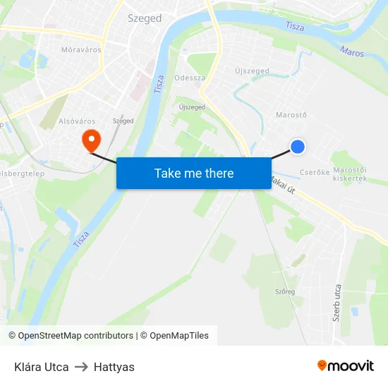 Klára Utca to Hattyas map