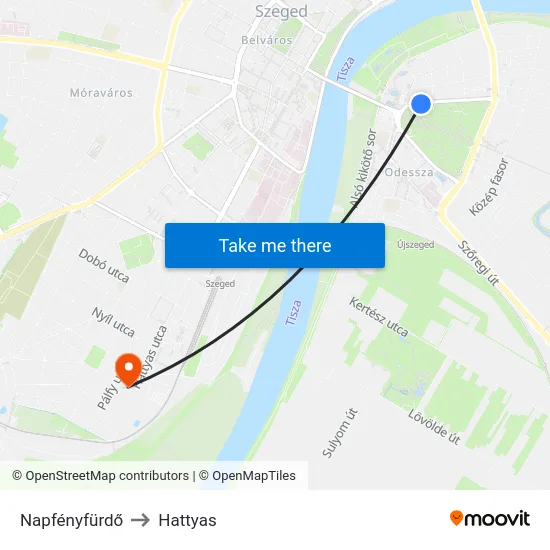 Napfényfürdő to Hattyas map