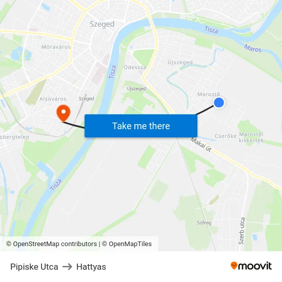 Pipiske Utca to Hattyas map