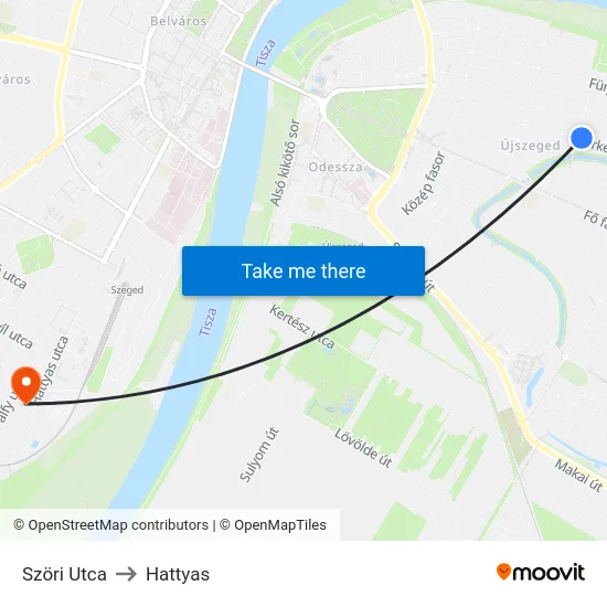 Szöri Utca to Hattyas map