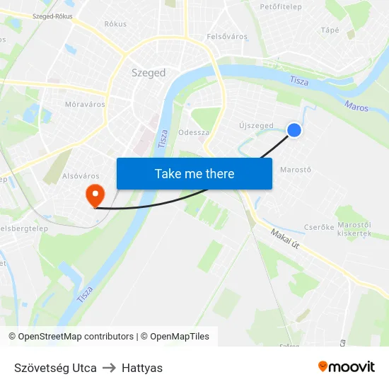 Szövetség Utca to Hattyas map