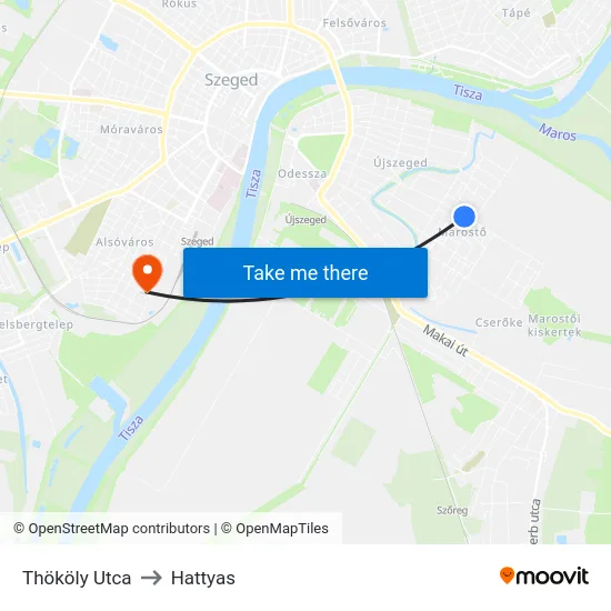 Thököly Utca to Hattyas map
