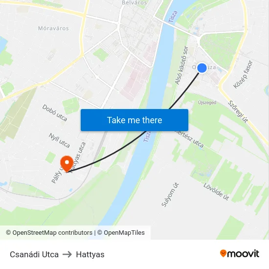 Csanádi Utca to Hattyas map