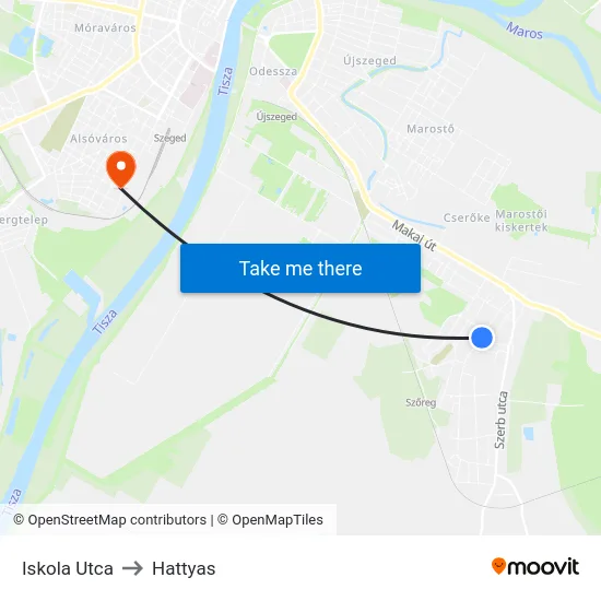 Iskola Utca to Hattyas map