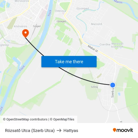 Rózsatő Utca (Szerb Utca) to Hattyas map