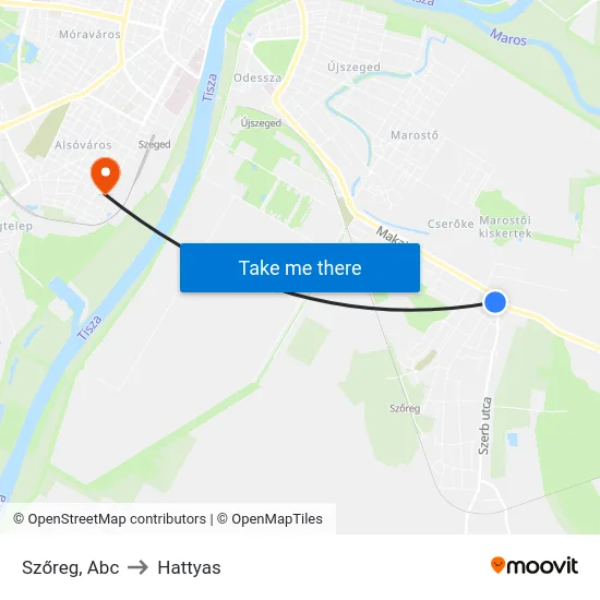 Szőreg, Abc to Hattyas map