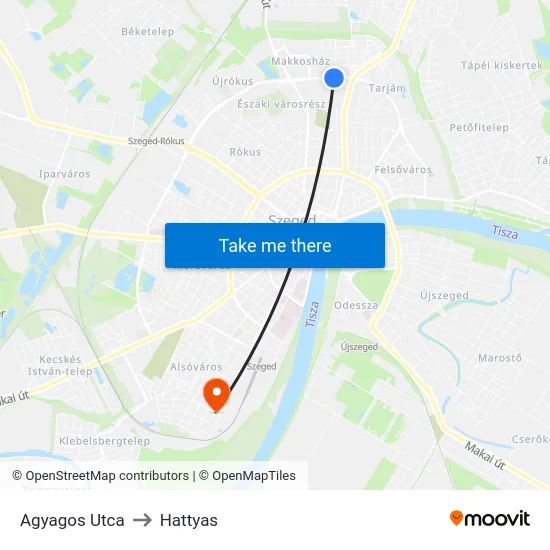 Agyagos Utca to Hattyas map