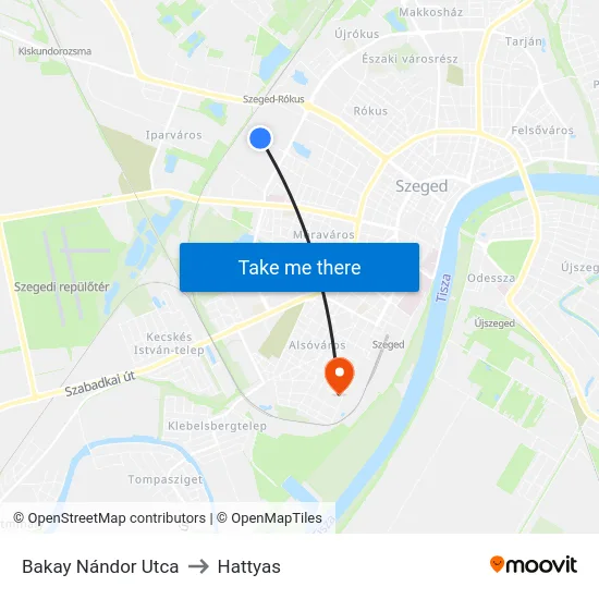 Bakay Nándor Utca to Hattyas map