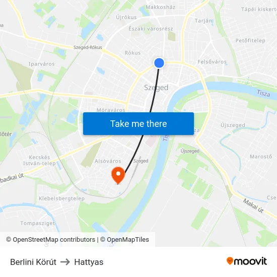 Berlini Körút to Hattyas map