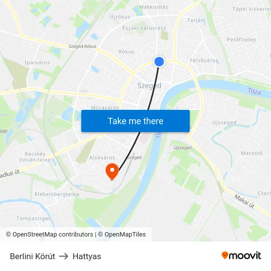 Berlini Körút to Hattyas map