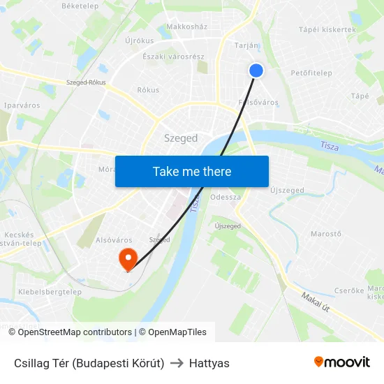 Csillag Tér (Budapesti Körút) to Hattyas map