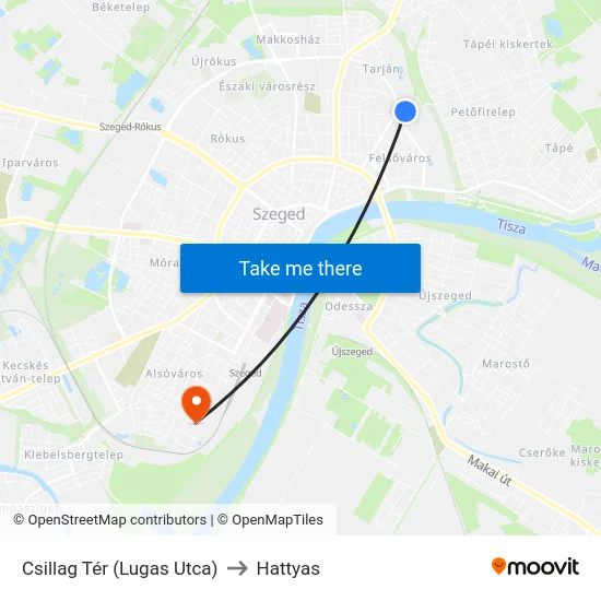 Csillag Tér (Lugas Utca) to Hattyas map