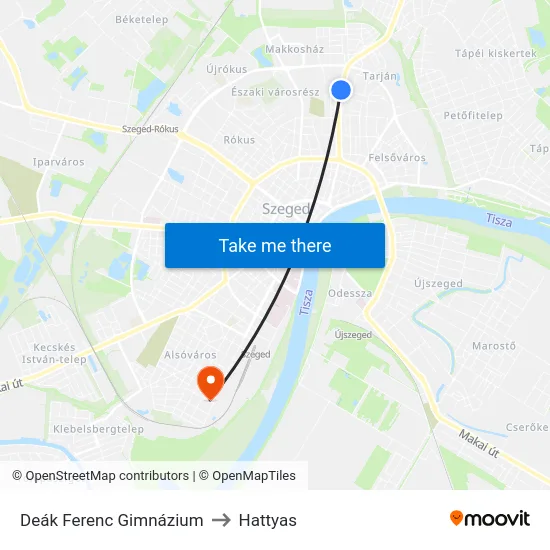 Deák Ferenc Gimnázium to Hattyas map