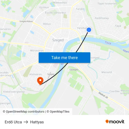Erdő Utca to Hattyas map