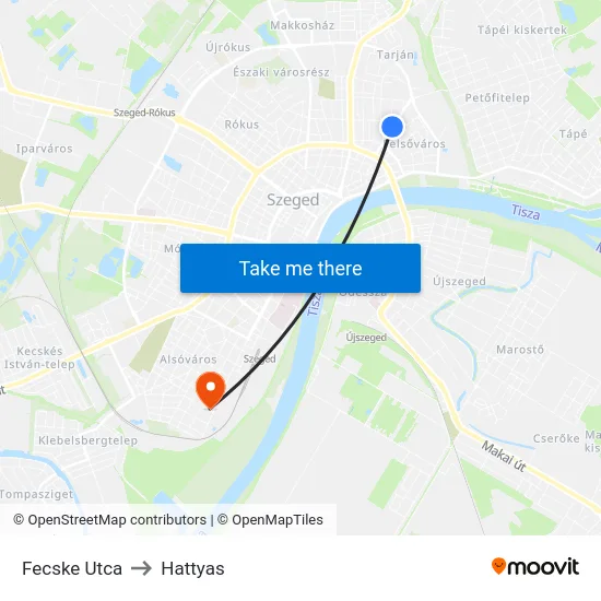 Fecske Utca to Hattyas map