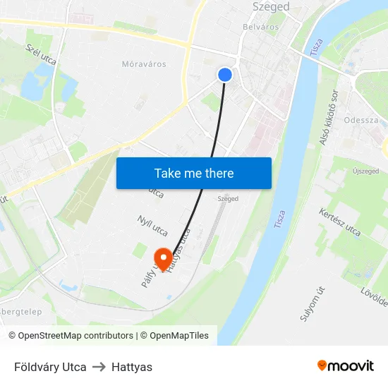 Földváry Utca to Hattyas map