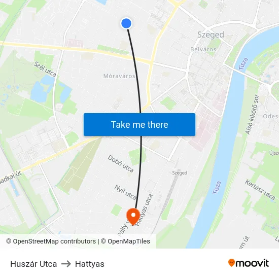 Huszár Utca to Hattyas map