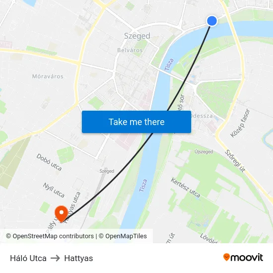 Háló Utca to Hattyas map