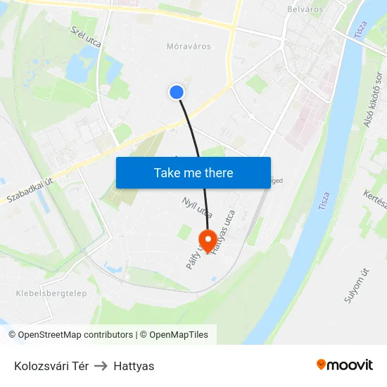 Kolozsvári Tér to Hattyas map
