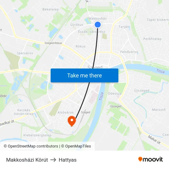 Makkosházi Körút to Hattyas map