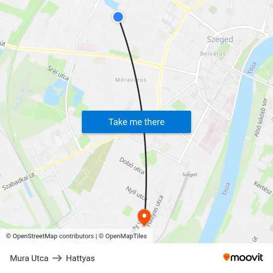 Mura Utca to Hattyas map