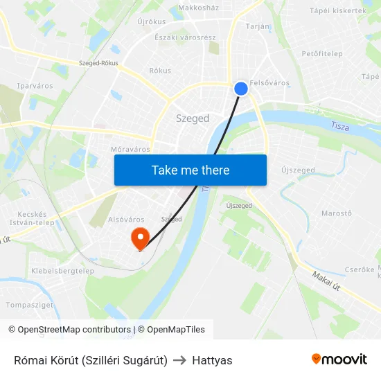 Római Körút (Szilléri Sugárút) to Hattyas map