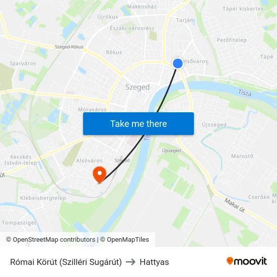 Római Körút (Szilléri Sugárút) to Hattyas map