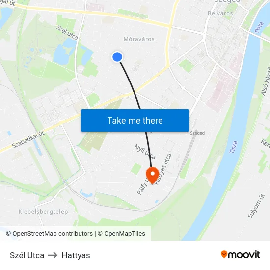 Szél Utca to Hattyas map