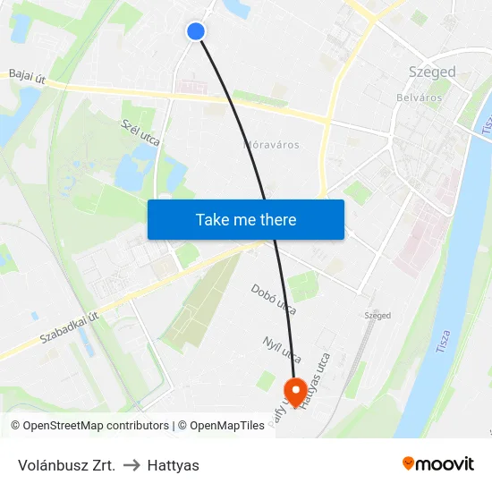 Volánbusz Zrt. to Hattyas map