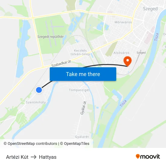 Artézi Kút to Hattyas map