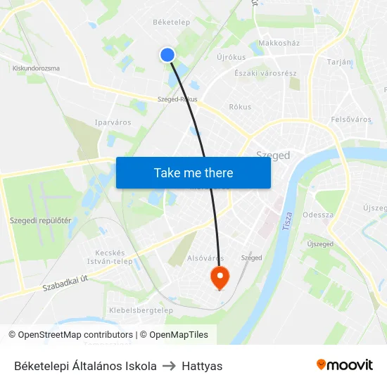 Béketelepi Általános Iskola to Hattyas map