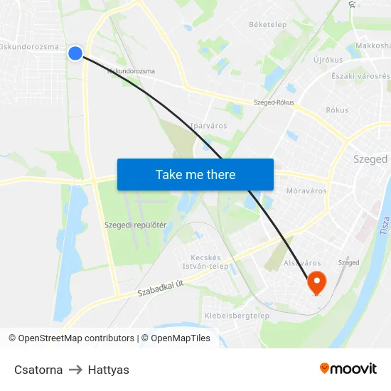 Csatorna to Hattyas map