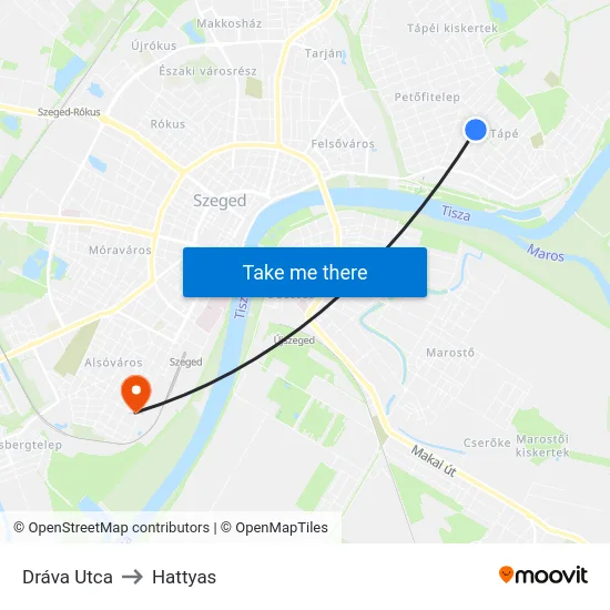 Dráva Utca to Hattyas map