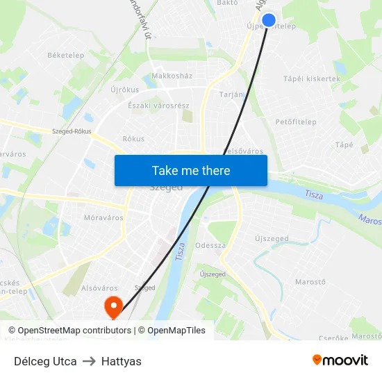 Délceg Utca to Hattyas map