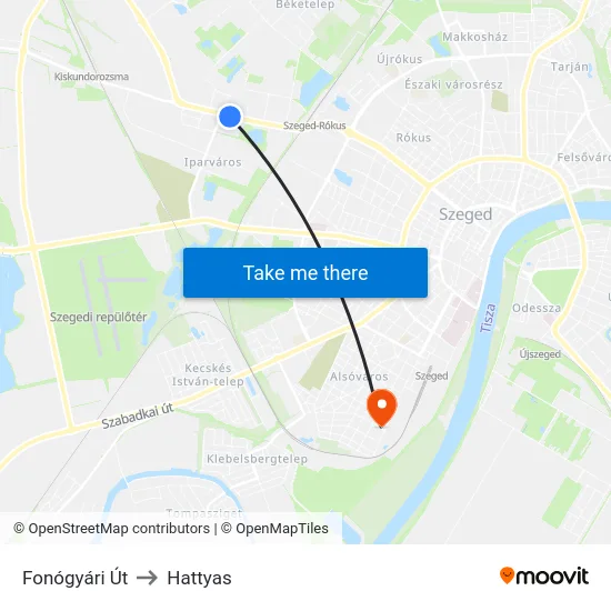 Fonógyári Út to Hattyas map