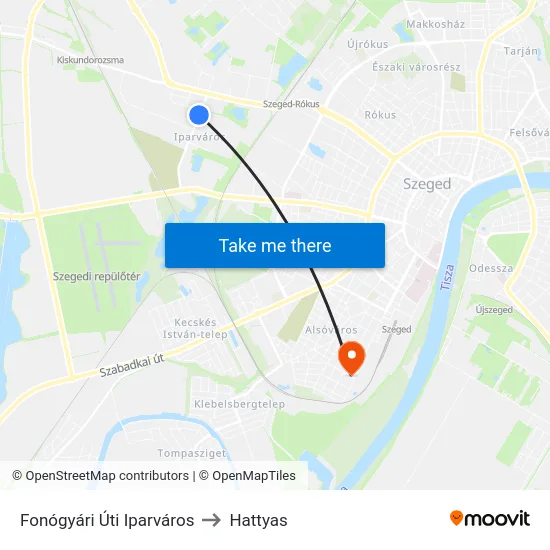 Fonógyári Úti Iparváros to Hattyas map