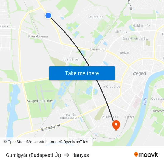 Gumigyár (Budapesti Út) to Hattyas map