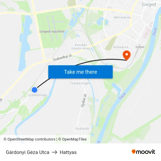 Gárdonyi Géza Utca to Hattyas map