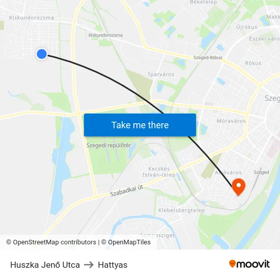 Huszka Jenő Utca to Hattyas map