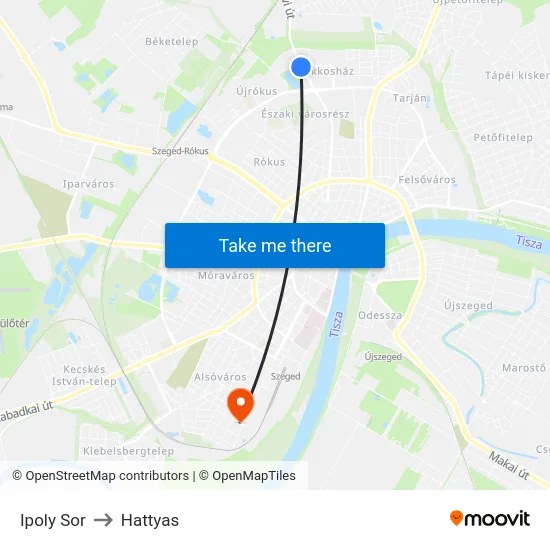 Ipoly Sor to Hattyas map