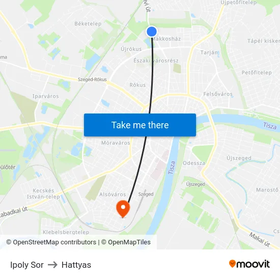 Ipoly Sor to Hattyas map