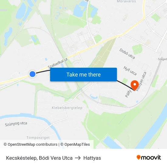 Kecskéstelep, Bódi Vera Utca to Hattyas map