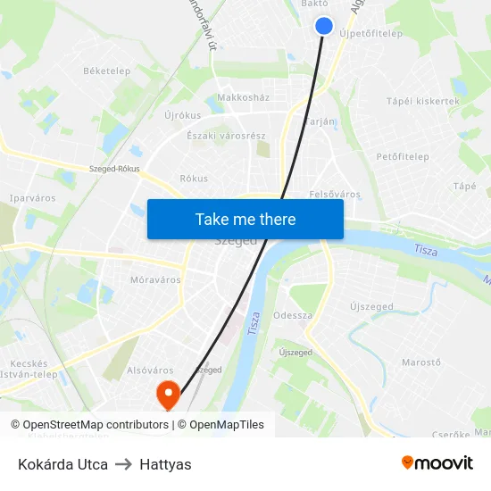 Kokárda Utca to Hattyas map