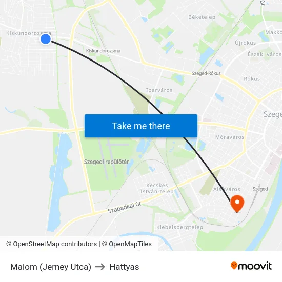 Malom (Jerney Utca) to Hattyas map