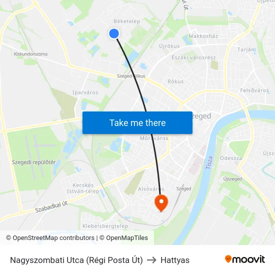 Nagyszombati Utca (Régi Posta Út) to Hattyas map