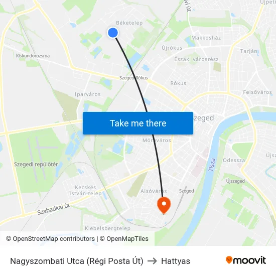 Nagyszombati Utca (Régi Posta Út) to Hattyas map